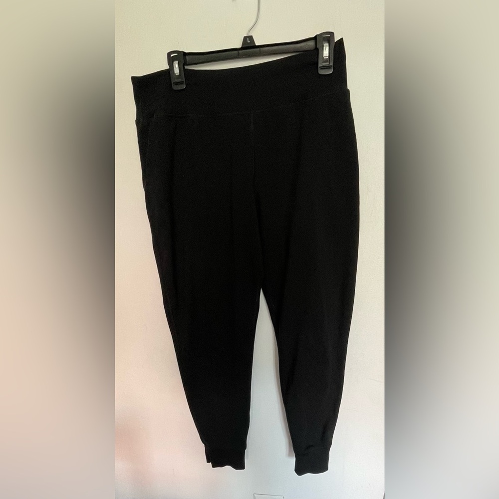 Champion Women’s Black High Waist Leggings Large Waistband & Side Pockets